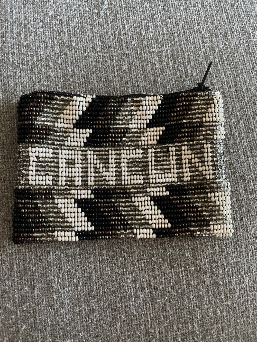 Cancun Beaded Black White Coin bag/purse